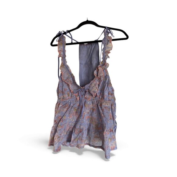 NWT Free People Womens Tangled Lights Printed Set, Cornflower Combo, Large - Picture 6 of 10